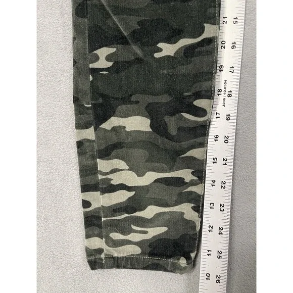 Pilcro By Anthropologie Corduroy Pants Womens 27 Petite Green Camo Skinny High - Picture 5 of 11